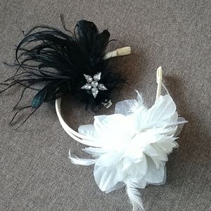 Set of Two Fascinator Feather Headband and Clip